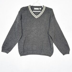 VTG 90s Michael Gerald Gray V-Neck Sweater Mens XL Grandpa Heritage Knitwear